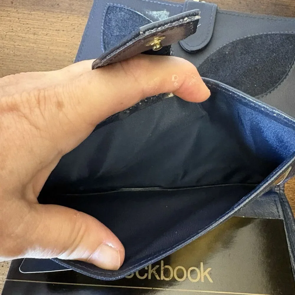 Vintage Black Wallets (2) Coin Purse Checkbook Roger Gimbel Hong Kong DAMAGED